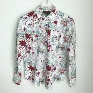 Ariat Snap Button Long Sleeve Floral Shirt Size S Western Rodeo Cowgirl Cotton